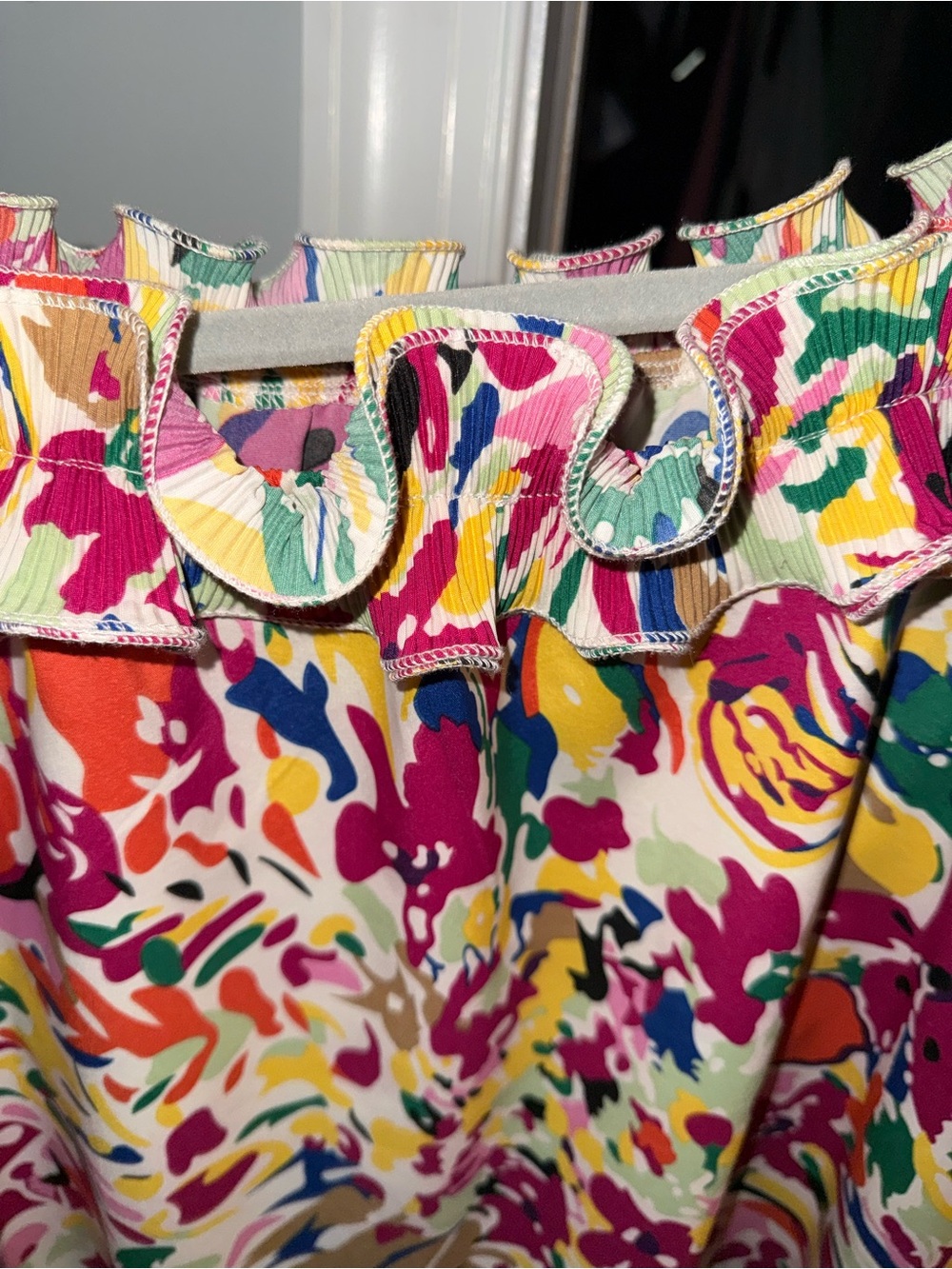NEW-Jodifl-Multicolor Ruffled Off-Shoulder Floral Top - Picture 4 of 7